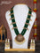 Beaded multilayer green necklace with kemp & cz stones and pearl hangings in victorian finish