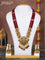 Beaded multilayer maroon necklace lakshmi pendant with kemp & cz stones and pearl hangings in victorian finish