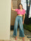 Women Solid Light Blue High Rise Wide Jeans