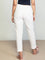 Women Solid Cream Cotton Pencil Pant