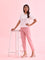 Women Solid Light Pink Cotton Pencil Pant