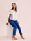 Women Solid Royal Mid Rise Cotton Pants