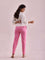 Women Solid Young Pink Mid Rise Cotton Pants