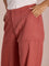 Women Solid Rust Linen Cargo Pant