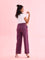 Women Solid Dark Wine Ponte Wide Leg Pants