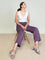 Women Solid Purple Ponte Wide Leg Pants