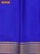 Pure mysore silk saree teal blue and royal blue with plain body and zari woven border