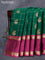 Pure soft silk saree green and purple with allover zari checks & paisley buttas and rettapet zari woven border