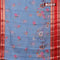 Banarasi kota saree bluish grey and red with floral digital prints and rettapet zari woven border