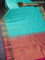 Pure kanjivaram silk saree teal blue and pink with zari woven buttas and floral zari woven border