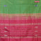 Banana pith saree green and maroon with thread woven buttas in borderless style with blouse