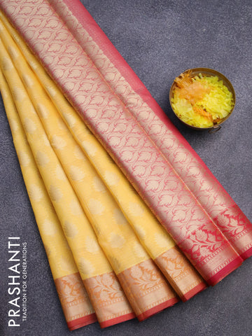 Banarasi kota saree yellow and red with zari woven buttas and zari woven border