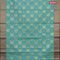 Banarasi kota saree teal blue and red with zari woven floral buttas and zari woven border