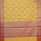 Banarasi kota saree mango yellow and pink with zari woven leaf buttas and zari woven border