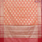 Banarasi kota saree peach orange and reddish pink with zari woven floral buttas and zari woven border