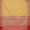 Banarasi kota saree yellow and pink with allover zari woven zig zag weaves and zari woven border