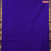 10 yards semi silk cotton saree blue and mustard yellow with plain body and paisley zari woven border
