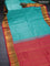 Pure kanjivaram silk saree light blue and pink with allover zari weaves and annam zari woven korvai border