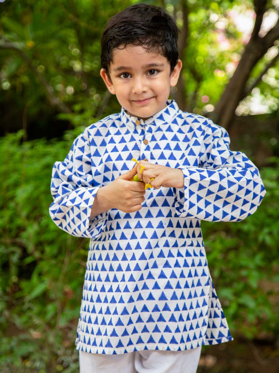 Indigo Triangle Organic Cotton Long Kurta