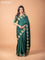 Banarasi crepe saree green with stripes pattern and mirror work & banarasi style border