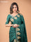 Banarasi crepe saree green with stripes pattern and mirror work & banarasi style border