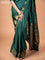 Banarasi crepe saree green with stripes pattern and mirror work & banarasi style border