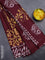Batik cotton saree deep marron and mustard yellow with batik prints and long printed border