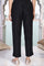 Black Solid Slim-Leg Rayon Trouser