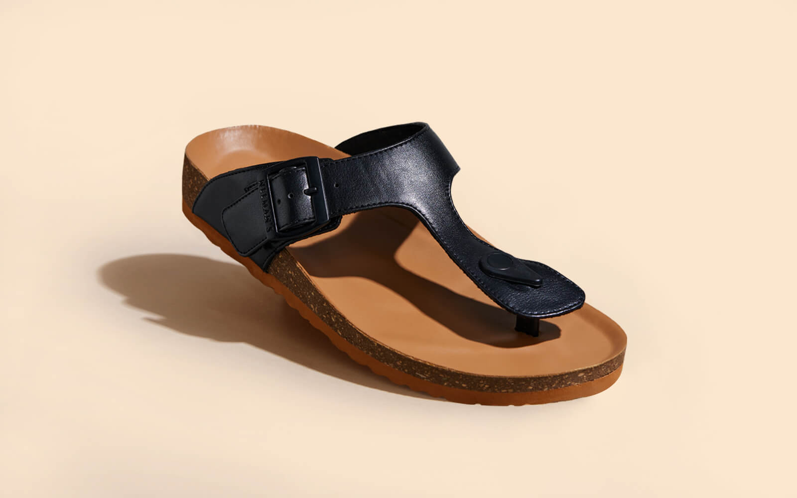 Cork Thong Sandals : Black-Tan