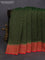Banarasi semi georgette saree green and red with allover thread & zari woven buttas and woven border