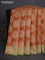 Banarasi tissue silk cotton saree rust shade and sap green with allover thread & zari woven butta weaves and woven border
