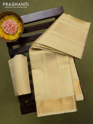 9x5 Pure silk dhoti and matching shirt bit gold with zari woven border
