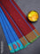 Arani semi silk saree cs blue and maroon with thread woven buttas and thread woven butta border