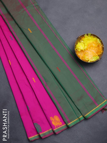 Arani semi silk saree pink with thread woven buttas and thread woven butta border