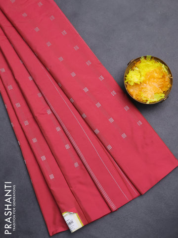 Arani semi silk saree pink with silver zari woven buttas in borderless style