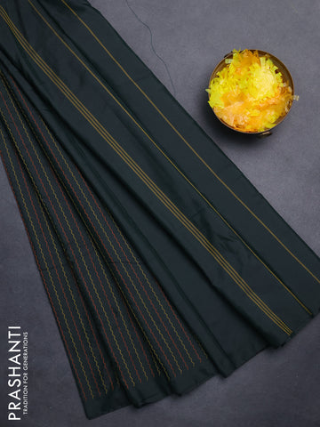 Arani semi silk saree bottle green with allover thread weaves in borderless style