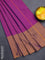 Arani semi silk saree purple and rust shade with allover copper zari weaves and zari checked border