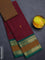 Chettinad cotton saree maroon and dark mustard with plain body and rettapet zari woven border