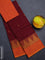 Chettinad cotton saree maroon and sunset orange with thread woven buttas and temple design simple border
