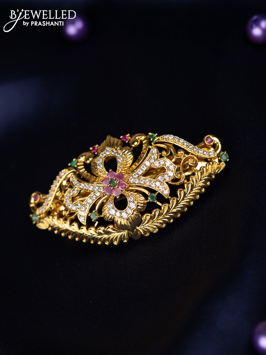 Antique hair clips medium size with kemp and cz stones