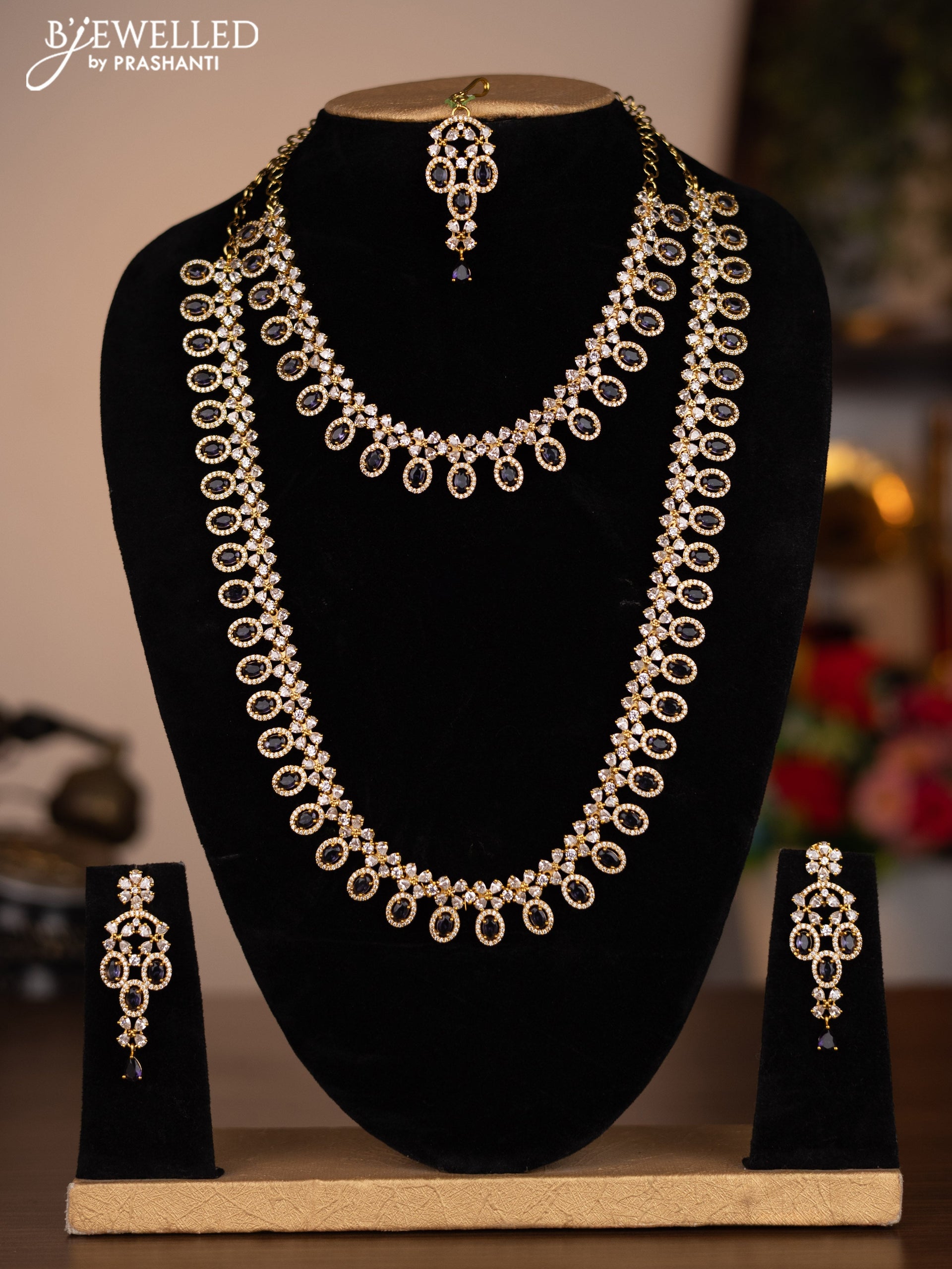 Antique combo set with simple design and violet and cz stones