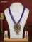Beaded triple layer violet necklace lakshmi pendant with kundan & cz stones and pearl & beads hanging in victorian finish