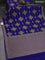 Banarasi crepe saree blue with allover thread & zari geometric weaves and woven border