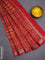 Chanderi silk cotton saree rustic orange and red with allover geometric prints & mirror work and woven border
