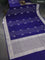 Banarasi semi katan silk saree dark blue with allover silver & gold zari weaves and deer design zari woven border