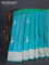 Banarasi semi katan silk saree teal green with allover silver & gold zari weaves and deer design zari woven border