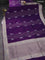 Banarasi semi katan silk saree purple with allover silver & gold zari weaves and deer design zari woven border