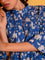 Blue Paradise Block Printed Cotton Pintuck Dress