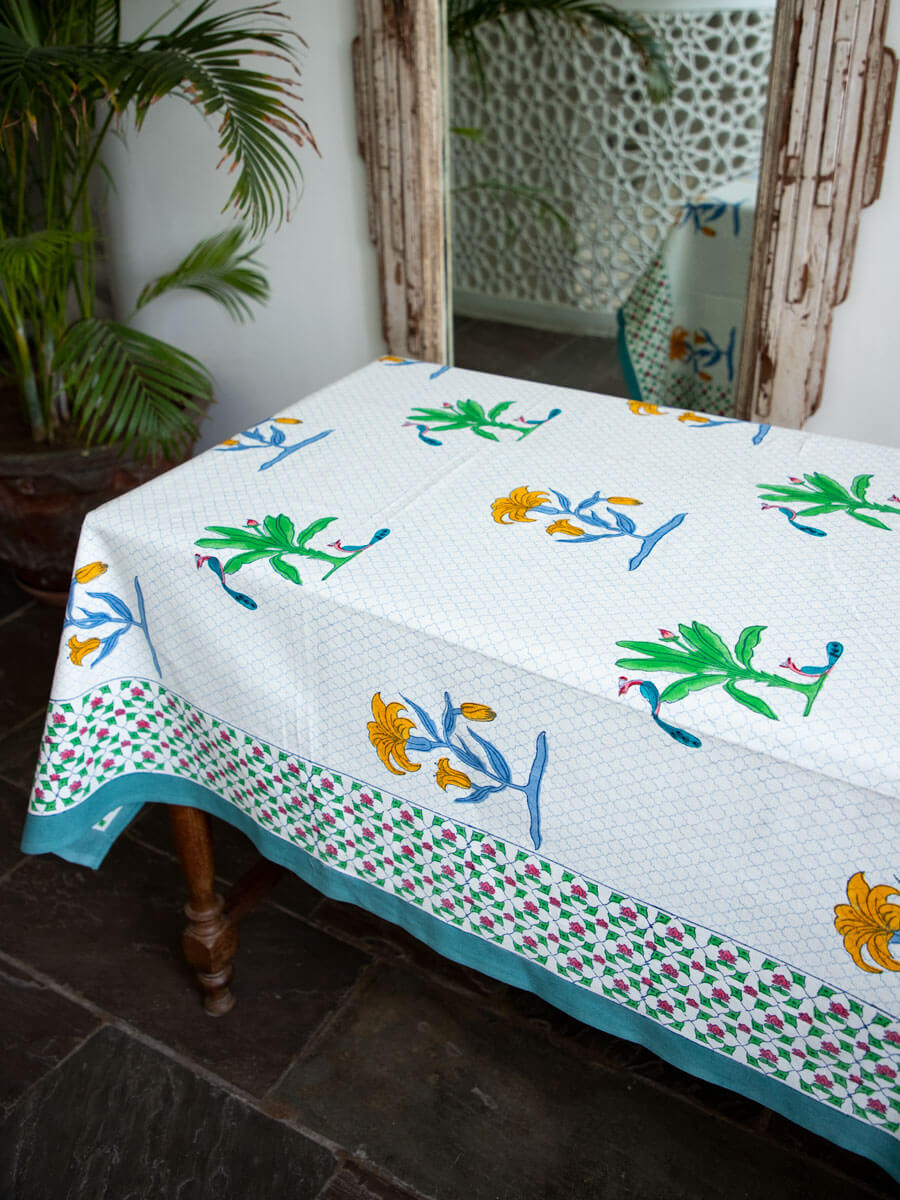 Megha Block Print Cotton Table Cover