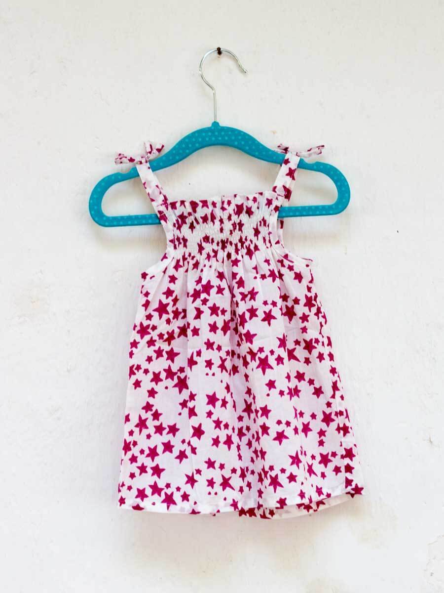 Deep Pink Star Organic Cotton Block Printed Top